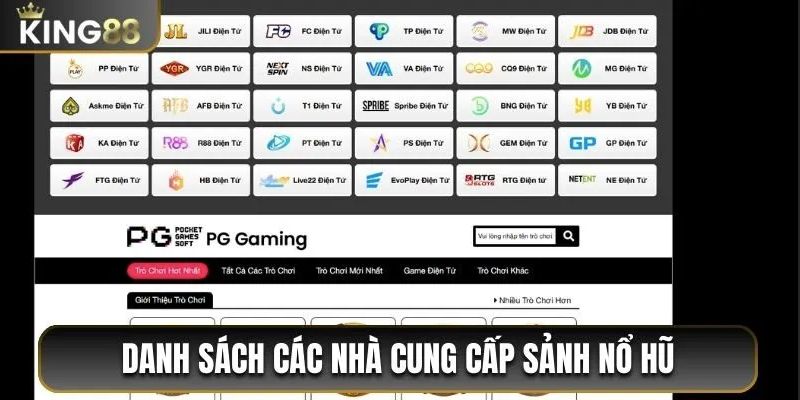 Tin tức về các nhà cung cấp trò chơi tại game slot King88